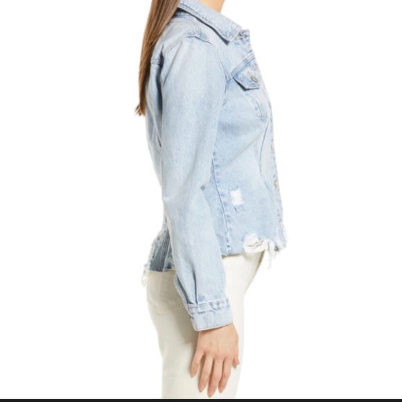 Blanc NYC Chew Hem distressed trucker jacket sz S. New with tags - Picture 3 of 5